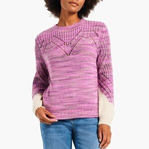 NIC+ZOE Winter Warmth Sweater Pink and Cream Pullover New With Tags Size XL